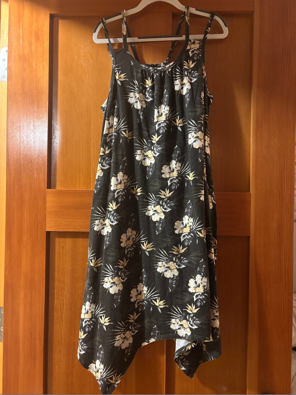 Melrose and Market Black Floral Handkerchief-Hem Dress